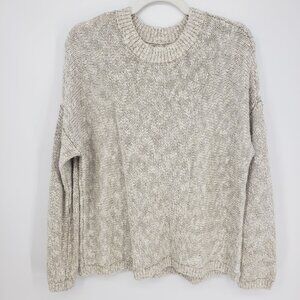 Vince Linen Blend Crew Neck Sweater M Womens Relaxed Fit Pullover Beige Cream